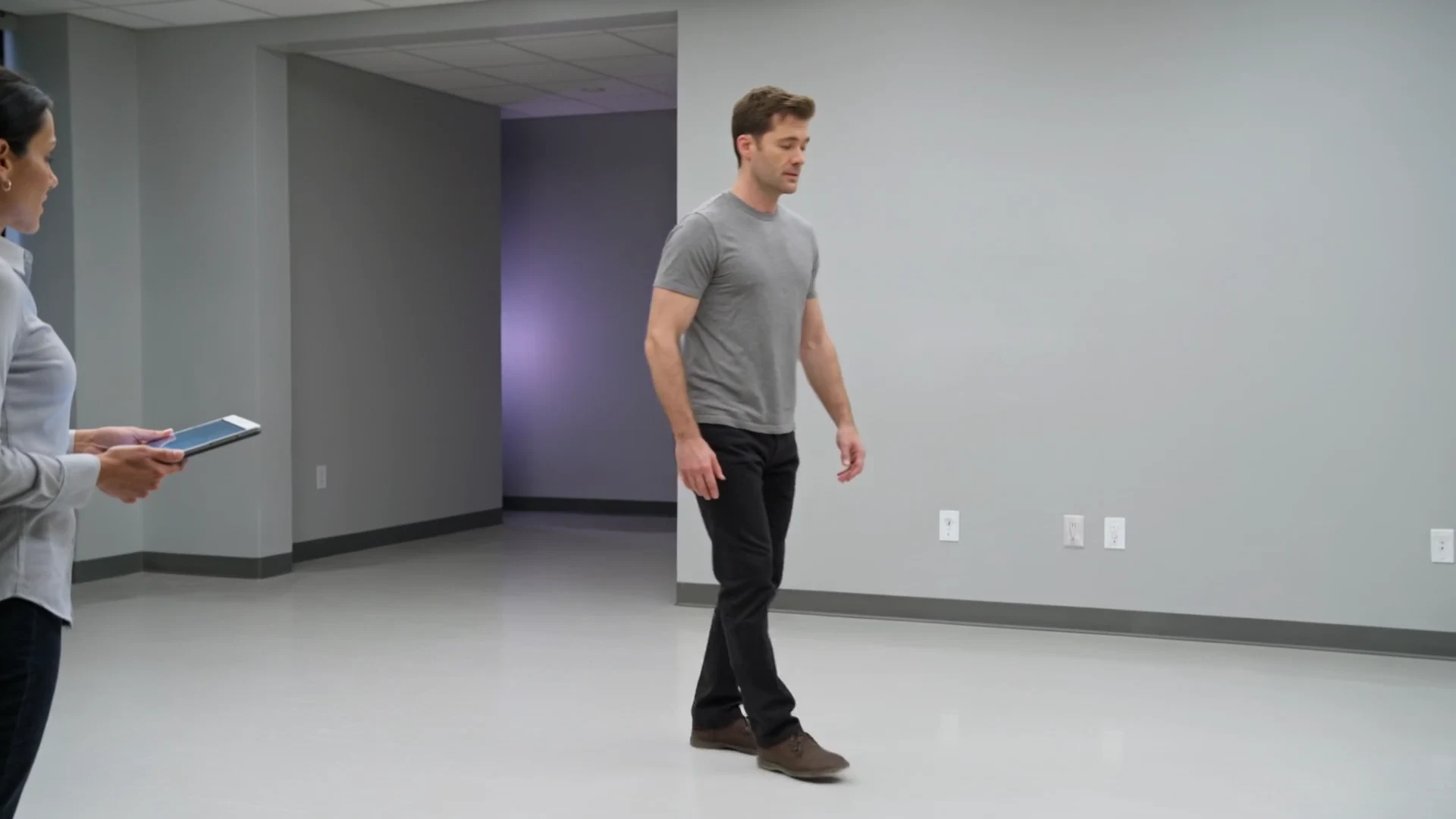 A man demonstrating movement in a capture studio